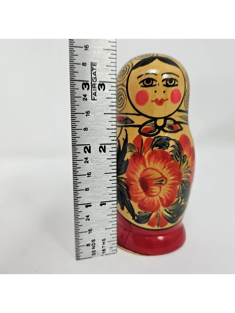 Vintage USSR Wooden Nesting Dolls Set Of 4 Matryoshka Babushka Hand Painted